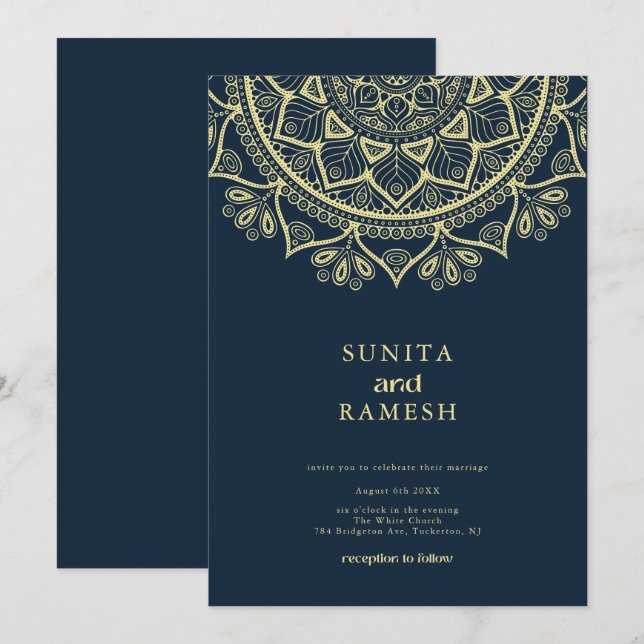 Traditional Mandala Ethnic Indian Wedding Invitation (Front/Back)