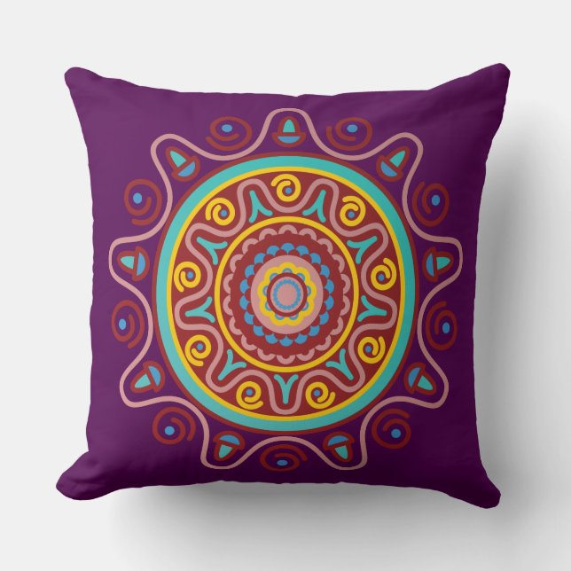 Traditional Mandana - Indian Art Throw Pillow (Front)