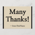 [ Thumbnail: Traditional "Many Thanks!" Postcard ]