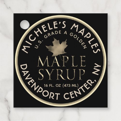 Traditional Maple Syrup Label Tag Black with Gold