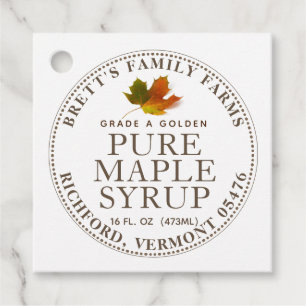 Traditional Maple Syrup Label Tag Kraft or White