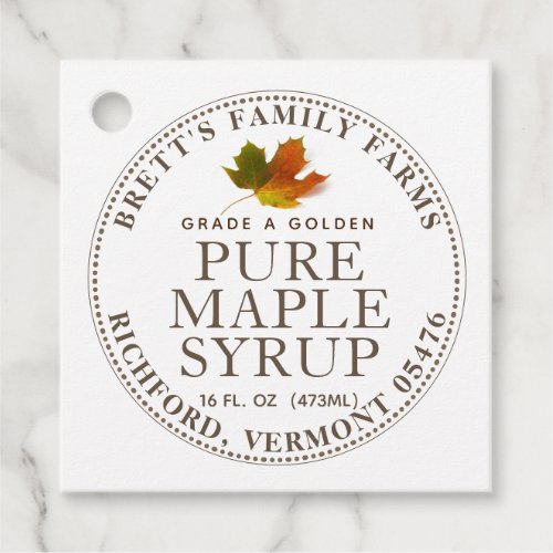 Traditional Maple Syrup Label Tag Kraft or White