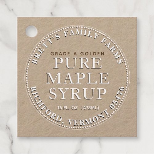 Traditional Maple Syrup Label Tag Kraft White