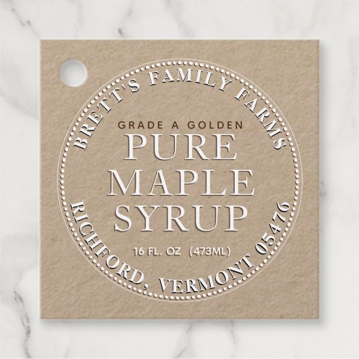 Traditional Maple Syrup Label Tag (Kraft White) | Zazzle.com