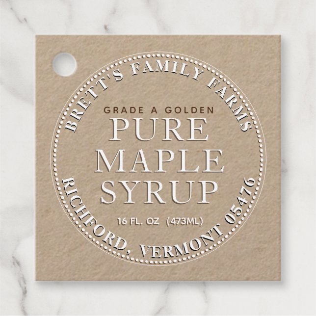 Traditional Maple Syrup Label Tag (Kraft White) (Front)