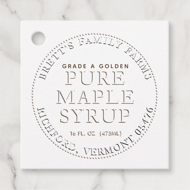 Traditional Maple Syrup Label Tag (White) (Front)
