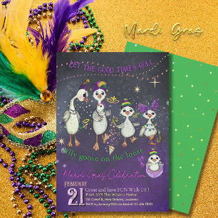 Traditional Mardi Gras symbolism with a goose  Invitation