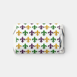 Traditional Mari Gras colored Fleur de Lis pattern Hershey's Miniatures