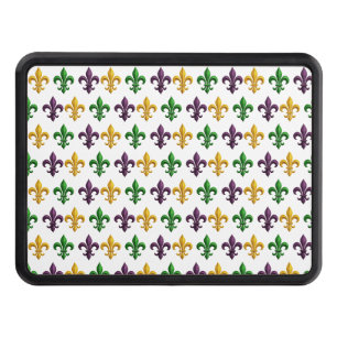 Traditional Mari Gras colored Fleur de Lis pattern Hitch Cover