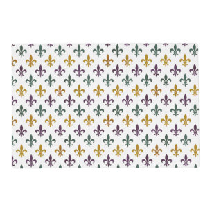 Traditional Mari Gras colored Fleur de Lis pattern Placemat