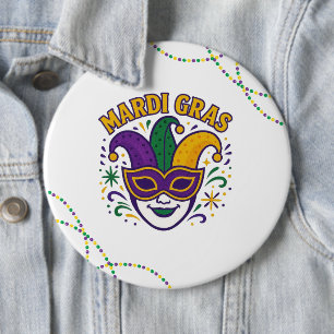 Traditional Mari Gras colored mask Button