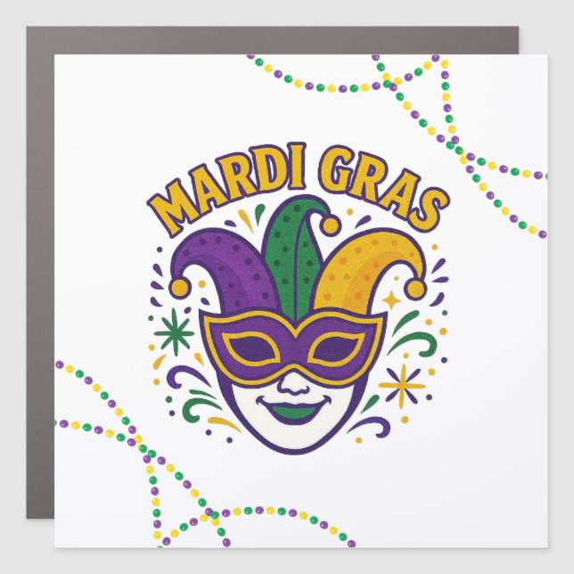 Traditional Mari Gras colored mask Car Magnet (Front)