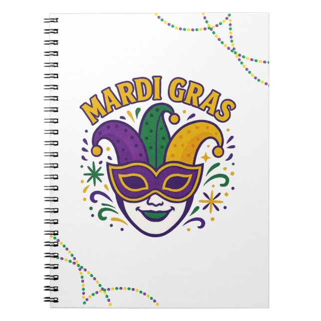 Traditional Mari Gras colored mask Notebook (Front)