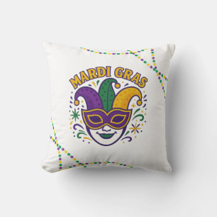 Traditional Mari Gras colored mask Throw Pillow