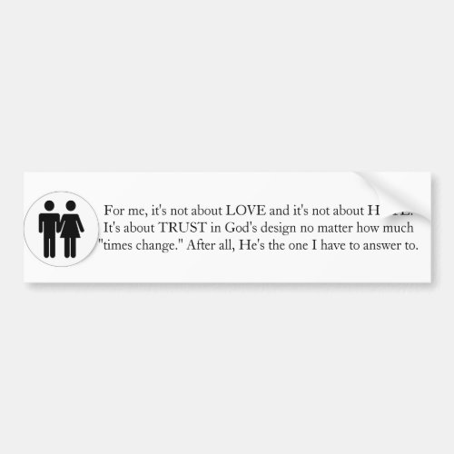 Traditional Marriage Bumper Sticker