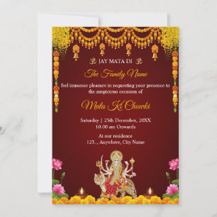 Traditional Mata Ki Chowki Invitation Card