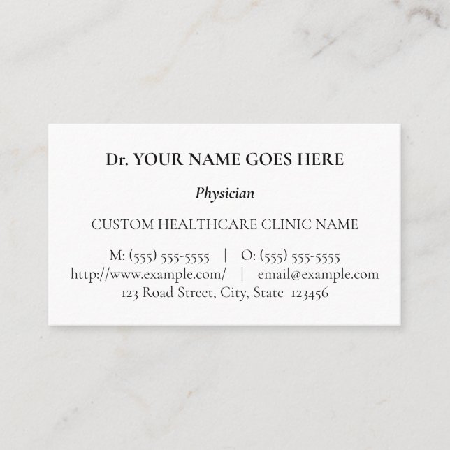 Traditional, Medical Professional Business Card (Front)