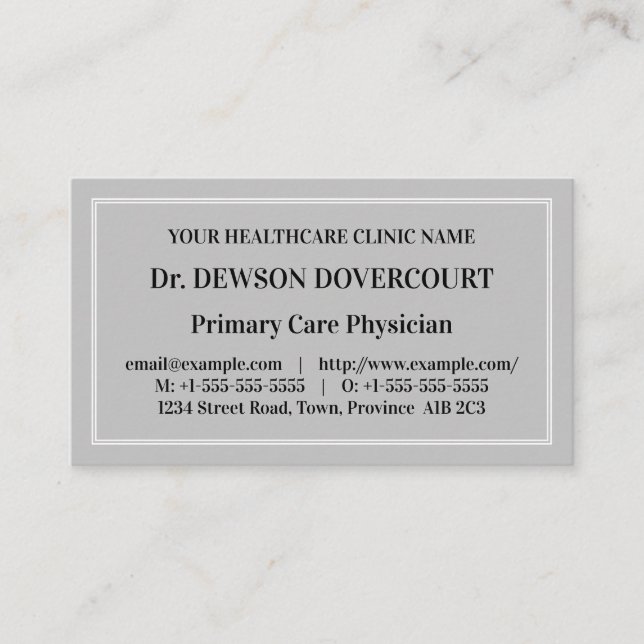 Traditional Medical Professional Business Card (Front)