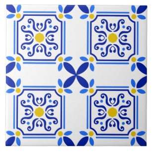 Traditional Mediterranean Portuguese Azulejo Ceramic Tile