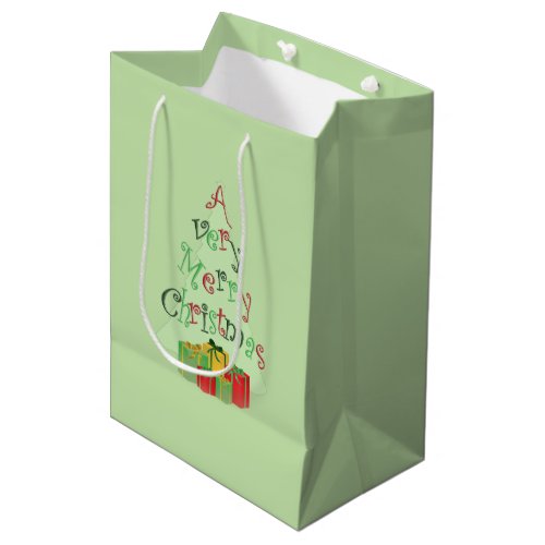 Traditional Merry Christmas Tree and Gifts Classic Medium Gift Bag