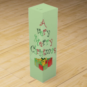 Traditional Merry Christmas Tree and Gifts Classic Wine Box