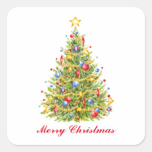 Traditional Merry Christmas Tree Merry Stickers