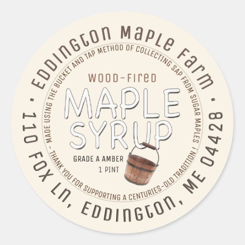 Traditional Method Bucket and Tap Maple Syrup  Classic Round Sticker