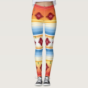 Traditional Mexican Blanket Pattern Leggings