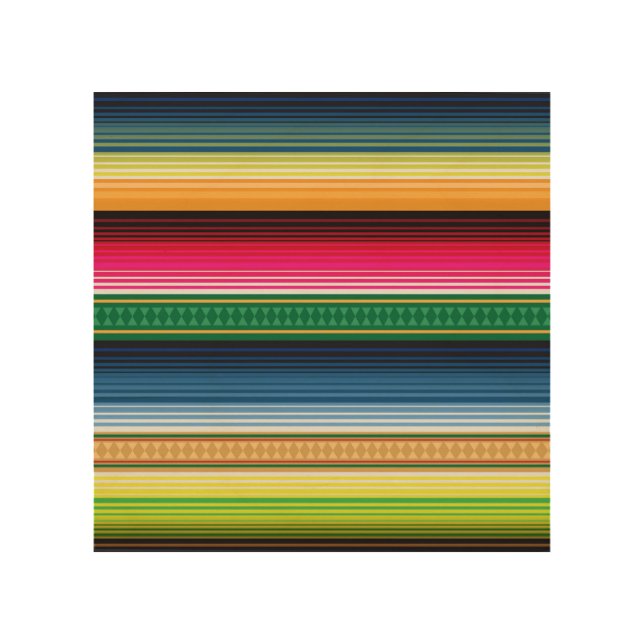 Traditional Mexican Blanket Serape Wood Wall Art (Front)