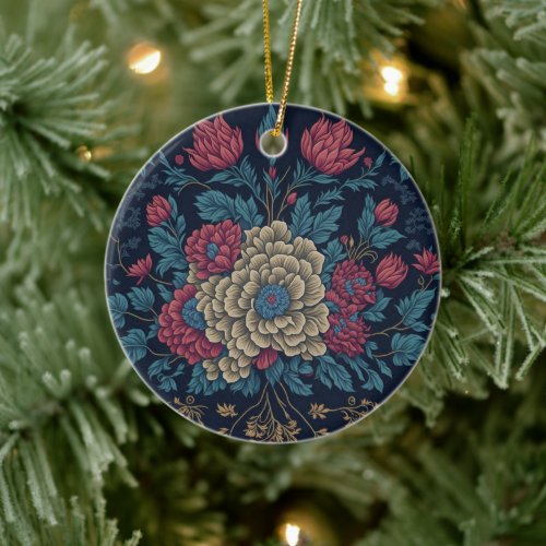 Traditional Mexican Embroidery Pattern Ceramic Ornament