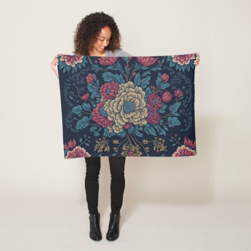 Traditional Mexican Embroidery Pattern Fleece Blanket