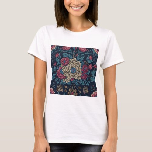 Traditional Mexican Embroidery Pattern T_Shirt