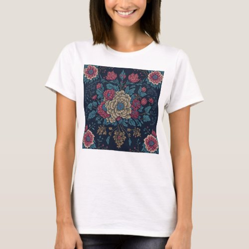Traditional Mexican Embroidery Pattern T_Shirt