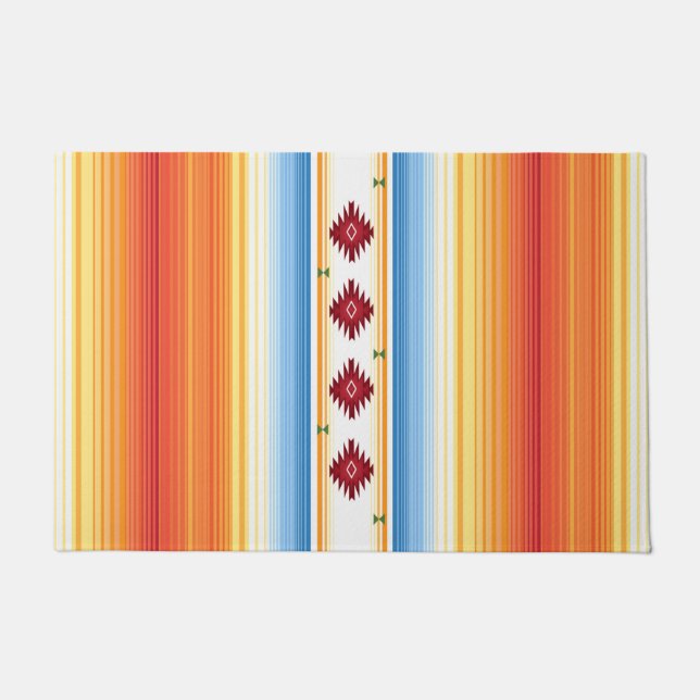 Traditional Mexican Serape Blanket Doormat (Front)