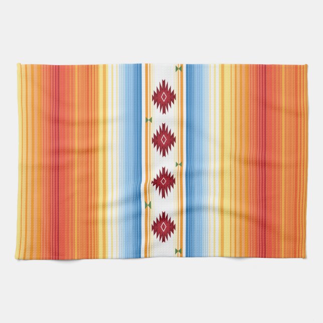 Traditional Mexican Serape Blanket Kitchen Towel (Horizontal)