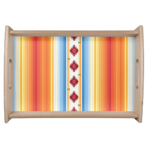 Traditional Mexican Serape Blanket Pattern Serving Tray