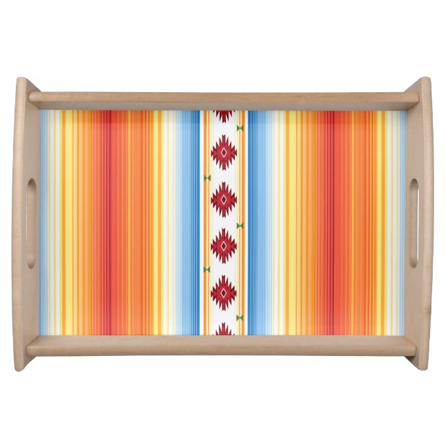 Traditional Mexican Serape Blanket Pattern Serving Tray (Front)