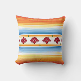 Traditional Mexican Serape Blanket Pattern Throw Pillow