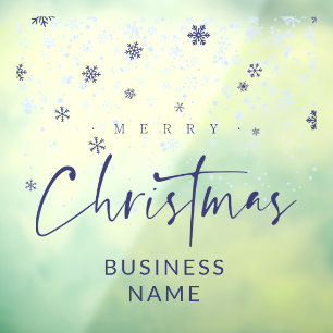 Traditional Minimalist Navy Snowflakes Window Cling