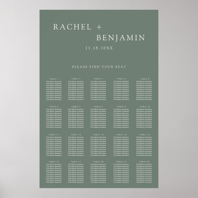 Traditional Minimalist Simple Wedding Sage Green Poster (Front)