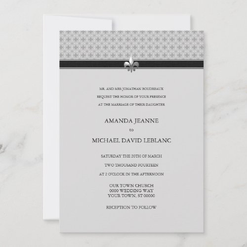 Traditional Modern Fleur de Lis Pattern Wedding Invitation