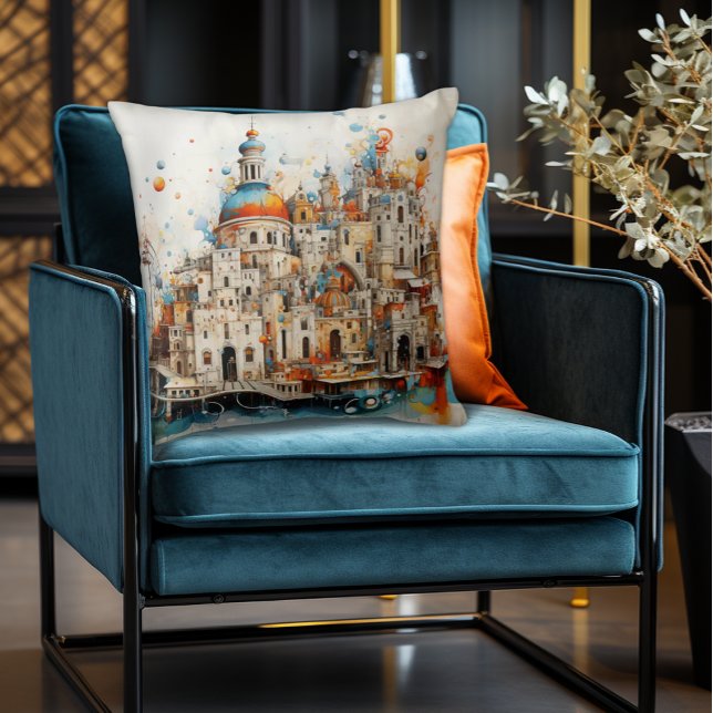 Traditional Modern Italian Abstract Architecture  Throw Pillow (Abstract Italian European Architecture Pillow
A blend of traditional and modern Flair!)