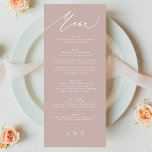 Traditional Modern Pink Taupe Calligraphy Wedding Menu<br><div class="desc">slim menu to match the collection
*if you would like more paper options this design can be transferred to a slim program
*or for more help contact me</div>
