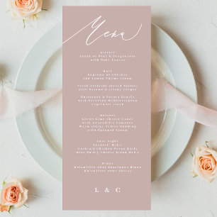 Traditional Modern Pink Taupe Calligraphy Wedding Menu