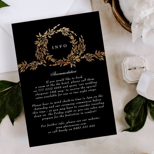 Traditional Monogram Black Crest Classic Wedding Enclosure Card