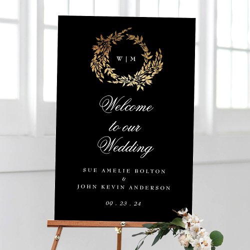 Traditional Monogram Black Crest Classic Wedding Foam Board