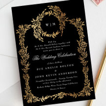 Traditional Monogram Black Crest Classic Wedding