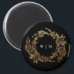 Traditional Monogram Black Crest Classic Wedding Magnet<br><div class="desc">onyx tuxedo black traditional Monogram Crest Classic Elegant Wedding _____________________________ ***this design is part of a collection*** Experience the charm of timeless elegance with my formal Traditional Monogram Wreath Classic and Elegant Wedding Collection. This collection features personalized monogrammed designs with an intricately woven wreath and frame, encapsulating the essence of...</div>