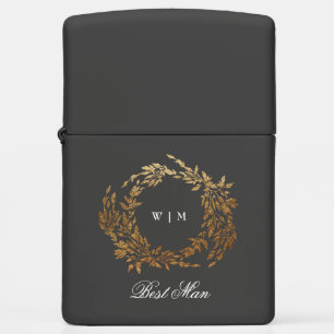 Traditional Monogram Black Crest Classic Wedding Zippo Lighter