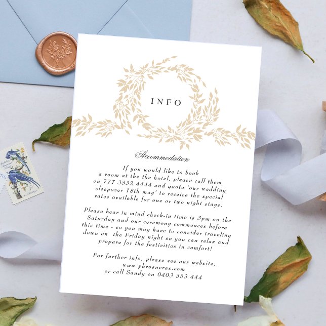 traditional Monogram Blush Crest Elegant Wedding Enclosure Card (Creator Uploaded)